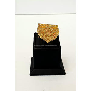 Colección de lujo Dubai 24KT Chapado en oro 4GRM Mujer Venta caliente Nueva moda Diamante-Tachonado Pendiente Anillo Fiestas Bodas - Product Image 3