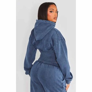 Conjunto de Sudadera con Capucha Holgada y Pantalones Deportivos de Felpa de Algodón Grueso para Mujer, Estampado y Transpirable para Invierno - Product Image 3