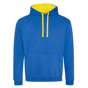Sweat-shirt à capuche bleu pour homme avec doublure jaune et cordons de serrage, coupe classique, en molleton de coton, décontracté, pour l'automne, avec poches - Product Image 2