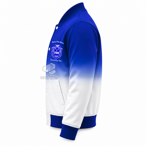 Zeta Phi Beta Women's Ombre Satin Varsity Jacket Embroidered Greek Letter Snap <b>Button</b> Rib Knit Collar Cuff Letterman Jacket - Product Image 3