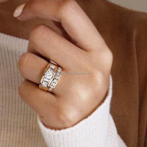 IGI/GIA Lab Grown Cut Diamond Vintage 14K Amarillo Boda/Anillo de compromiso Unisex Fino Oro blanco Aniversario Fiesta-Anillos dignos - Product Image 1