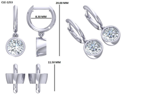 Pendientes de Aro Colgantes con Diamante Cultivado en Laboratorio de 1 Ct, Corte Redondo, Engaste en Bisel, Oro Blanco Sólido de 14k, Certificado IGI, de Lujo para Mujer - Product Image 6