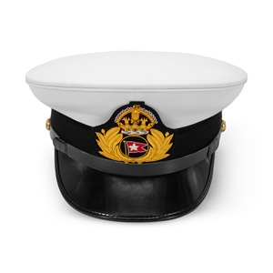 Casquette à visière blanche pour homme avec badge brodé, visière noire, chapeau d'uniforme professionnel, casquette de marchand en gros - Product Image 1