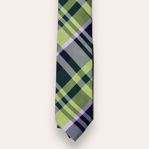 Premium Green Plaid Necktie | Designer Checkered Polyester Tie for Men Formal Business Wedding Party Fashion <b>Accessory</b> Luxury - Product Image 3