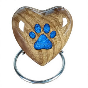 Urnas de cremación de madera con mango en forma de corazón para mascotas con soporte de acero inoxidable, urnas de cremación de madera personalizadas para perros o gatos para mascotas - Product Image 1