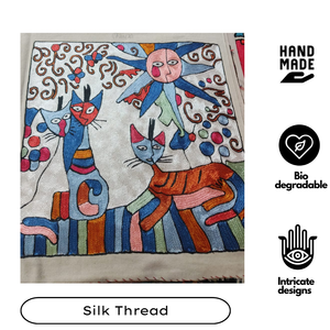 Handmade Kashmiri Embroidered Boho Home Square Cushion Cover Zip Closure Eco-Friendly Cotton Linen Durable - Product Image 2