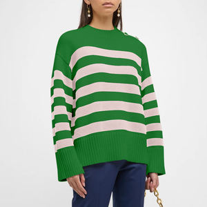 Cardigan décontracté rayé en coton pour femme Zeta Phi Beta, pull tricoté d'hiver respirant et infroissable avec broderie frontale pour fille - Product Image 6