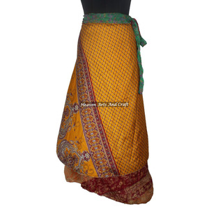 Nueva Falda Cruzada Vintage de Seda India, Estilo Bohemio, Vestido Mágico para Mujer, Prenda Reversible Multiusos Convertible - Product Image 5