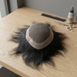 Prothèse capillaire en dentelle à base de cheveux humains, Remy indiens, lisses, design central, base mono, nœuds invisibles, densité 100% - Product Image 3
