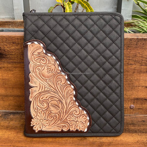 Carpetas Acolchadas de Cuero Genuino para Presentaciones, Carpetas de Anillos con Cremallera, Tamaño A4, Personalizado - Product Image 3