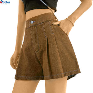 Short Pants <b>Jeans</b> for Women Shorts <b>Elastic</b> <b>Waist</b> Women Denim Shorts Custom Women's Plus Size High Rise <b>Jeans</b> Pleated Wide Leg - Product Image 5