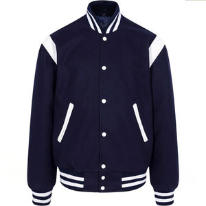 Veste bomber varsity en cuir avec broderie chenille marine de haute qualité, sur mesure OEM, pour hommes - Product Image 1