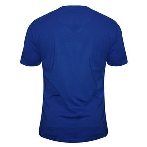 เสื้อยืดคอวีแขนสั้นผู้ชายคุณภาพพรีเมียม สั่งทำโลโก้ได้ ทรงปกติ สีน้ำเงินล้วน สไตล์ลำลอง ผ้าถัก - Product Image 5