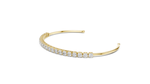 Gold Tennis Bracelet Oval Link <b>Bangle</b> Round Brilliant Cut Bezel <b>Set</b> 14k Gold Plated Luxury Jewelry for Wedding Party Gift - Product Image 2