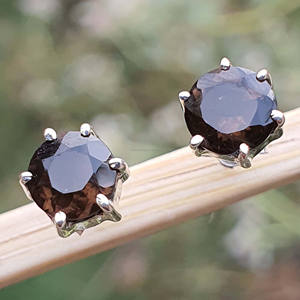 Boucles d'oreilles en quartz fumé en argent sterling 925 faites à la main bijoux en gros plaqué or pour les mariages cadeau - Product Image 4