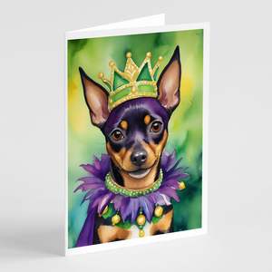 Miniature Pinscher King Mardi Gras Carte de Voeux Pack 8 Vierge A7 Taille 5x7 Cartes de Note avec Enveloppes Conception Lunatique - Product Image 1