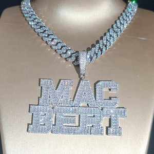 Pendentif Mac Bert en strass plaqué argent, alliage, breloque hip-hop unisexe, bijoux à thème en forme de lettre - Product Image 3