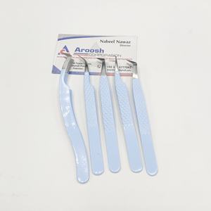 Vente en gros d'extension de cils professionnels en acier inoxydable enduit bleu pour bébé ensemble de pinces à épiler avec logo personnalisé pochette en PVC durable pointu - Product Image 3