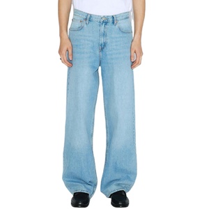 Jeans baggy en denim pour homme avec logo personnalisé, coupe ample, jambe droite, broderie, patch, streetwear, fabricant - Product Image 1