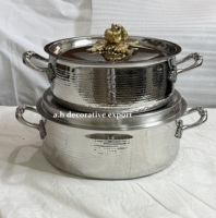 Casserole de luxe en acier inoxydable martelé avec couvercle en forme de citrouille doré, fabriquée à la main, pour mariage et décoration intérieure