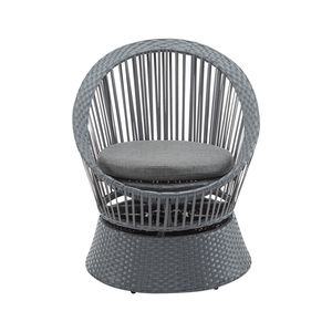 Set di 2 Sedie Lounge Girevoli in Vimini Grigio Moderno da 68 cm, Design Elegante con Telaio in Ferro e Rattan per Lettini Prendisole - Product Image 6