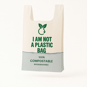 Bolsas de Compra Biodegradables PLA/PBAT a Base de Plantas |   Bolsas de Compra Desechables Ecológicas Compostables y Biodegradables - Product Image 2