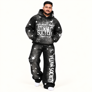 Conjunto de Sudadera con Capucha y Pantalones Deportivos Extra Grandes para Hombre, Diseño Personalizado con Estampado en Toda la Superficie, Ropa Deportiva Urbana, Venta al Por Mayor OEM REXFIT SPORTS - Product Image 4