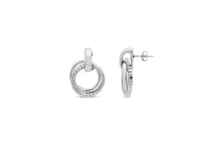 Boucles d'oreilles à double cercle simples et côtelées - Product Image 1