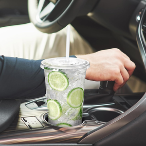 Gobelets froids jetables biodégradables et écologiques en PET/PLA, avec couvercles et pailles, sans BPA/PFAS, résistants au congélateur, recyclables et modernes - Product Image 1