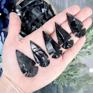 Pointes de flèche en obsidienne noire naturelle, pointes de flèche en jaspe fantaisie pour la guérison, vente en gros de pierres précieuses et de cristaux - Product Image 4