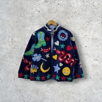 Blouson bomber réversible en velours tricoté brodé Suzani rose, style vintage hippie, automne-hiver, respirant, 100% nylon