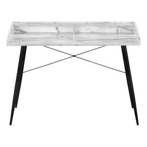Escritorio Moderno para Oficina en Casa de 48 Pulgadas con Laminado con Aspecto de Mármol Blanco y Estantes de Almacenamiento para Computadora Portátil de Metal Negro Contemporáneo - Product Image 6
