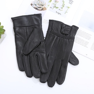 Gants de cyclisme en cuir de mouton pour homme, hiver, décontractés, résistants à l'usure, pour l'extérieur, avec doublure - Product Image 4