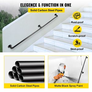 Corrimano Industriale in Tubo d'Acciaio al Carbonio da 6 Piedi per Scale, Capacità di Carico 440 LBS - Product Image 4