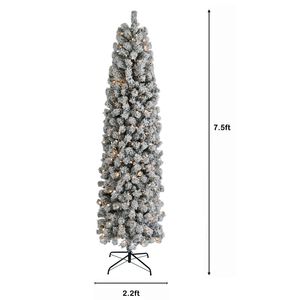 Albero di Natale a forma di matita da 2,3 m con decorazioni floccate - Product Image 3