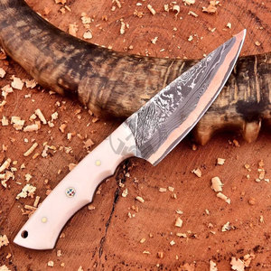 Cuchillo de caza y desollador de hoja de punta caída forjado a mano de cobre damasco San-Mai de alta calidad, mango de hueso de 8 pulgadas, superventas - Product Image 4