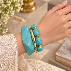 Conjunto de Brazaletes de Resina Hechos a Mano con Brazalete de Latón, Pulsera Gruesa Colorida, Estilo Boho Moderno, Accesorio de Moda Personalizado al por Mayor - Product Image 4