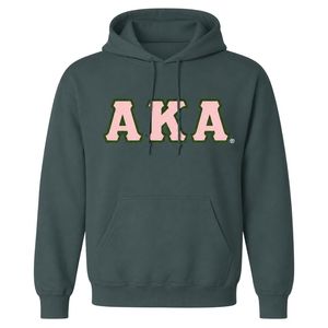 Sweat-shirt à capuche en coton vert foncé avec imprimé lettres roses, manches longues, pull chaud en polaire, streetwear décontracté - Product Image 1