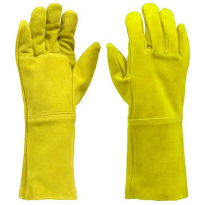 <b>Long</b> Cuff Leather Welding Safety <b>Gloves</b> for High Temperature Protection Industrial Work and Welding Jobs - Product Image 1