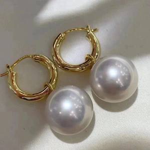 Boucles d'oreilles pendantes en argent pur S925 avec perle naturelle, crochet d'oreille haut, 10-11 mm, presque sans défaut, luxe léger, polyvalent pour femme, en direct - Product Image 1