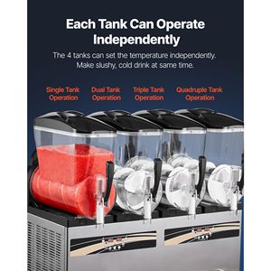 12L Commercial Slushie Machine 4-Tank Frozen <b>Drink</b> Maker with Self-Cleaning Margarita Maker - Product Image 5
