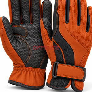 Gants de cyclisme en cuir PU à doigts complets, nouveau design, fermeture auto-agrippante, orange et noir, vente en gros - Product Image 6