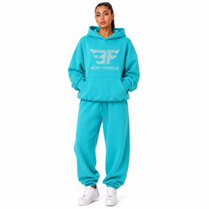 Nuevo Conjunto Deportivo para Mujer, 2 Piezas, Algodón de Alta Calidad, Logotipo Personalizado, Ropa de Lujo, Corte Holgado - Product Image 1