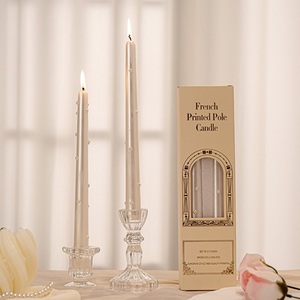 Élégante bougie conique en cire d'abeille de 25 cm avec perles pour mariage, dîner de Noël, décoration intérieure et événements - Product Image 5
