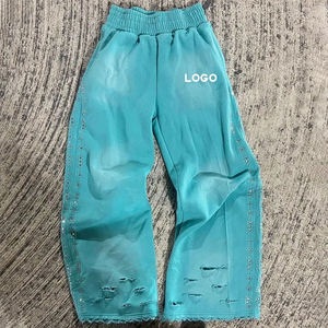 Pantalones Deportivos 100% Algodón para Hombre, Pantalones Deportivos de Forro Polar Grueso, Estilo Urbano, Cintura con Cordón, Pantalones Deportivos Holgados con Logotipo Personalizado - Product Image 1