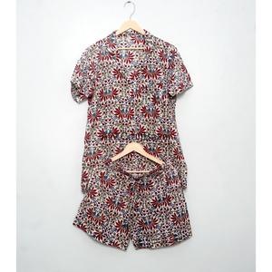 Conjunto de Pijama para Mujer, Hecho a Mano, Elegante, Transpirable, con Estampado Digital, Manga Corta, 100% Algodón, Estampado Ikat, para Uso Diario en Verano - Product Image 6