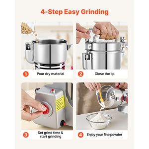 Trituratore Elettrico per Alimenti 1500W 300g, 28000RPM Alta Velocità, Polverizzatore in Acciaio Inox per Spezie, Mais, Cereali Secchi, Macchina per Macinazione a Secco - Product Image 6