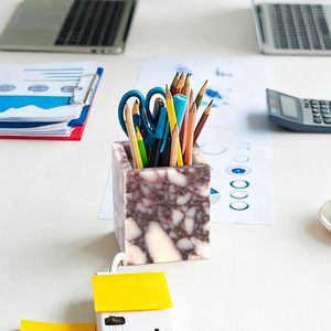 Portacepillos de Dientes de Mármol Calacatta Viola Genuino para Baño, Organizador de Brochas de Maquillaje de Mármol Natural para Encimera - Product Image 1