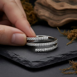 แหวนคิวบิกเซอร์โคเนียแบบพันสองแถว คอลเลคชั่นพรีเมียม เงินแท้ 925 สำหรับงานหมั้น งานแต่งงาน งานเลี้ยง ของขวัญเครื่องประดับชั้นดี - Product Image 6