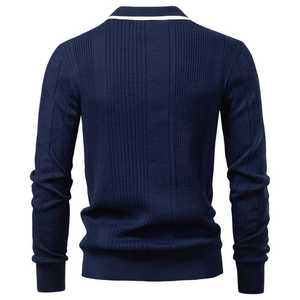 Pull polo en tricot côtelé pour homme – Polo élégant à manches longues pour homme, parfait pour les tenues décontractées, confortable et polyvalent - Product Image 2